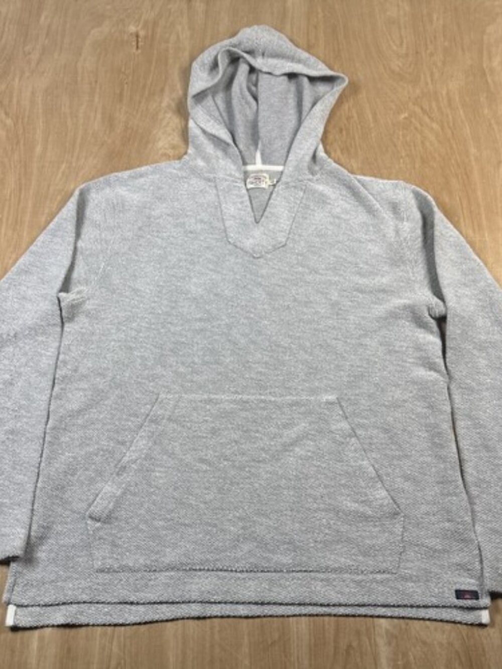 Faherty Mens Light Gray Terry Cloth Long Sleeve Pullover Hoodie Size Medium